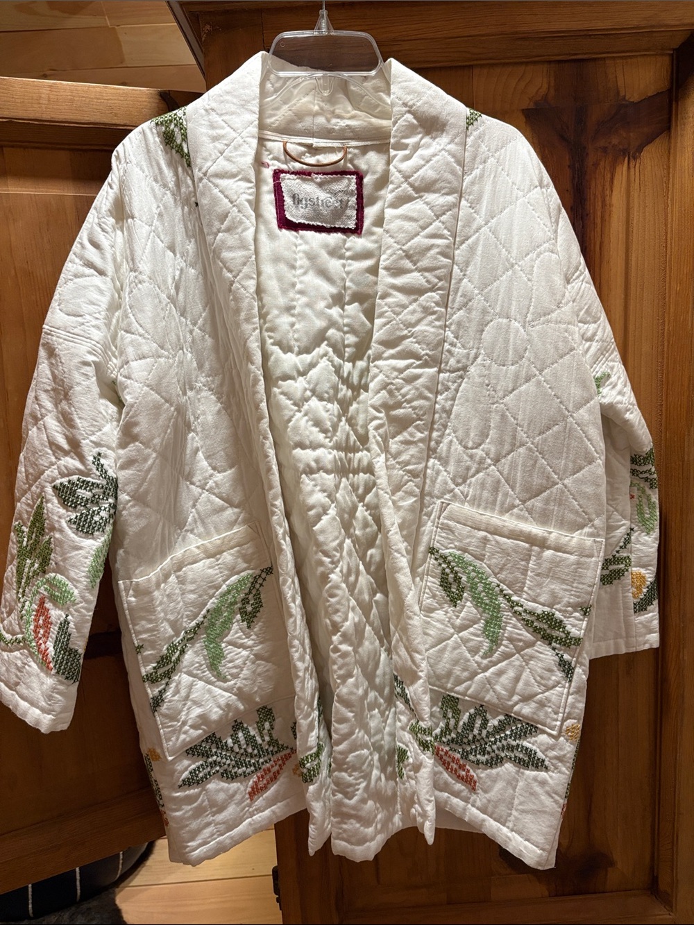 Handmade quilt coat with cross hatch detailing